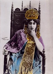 Caroline (La Belle) Otero (1868-1965)の肖像、自筆のポストカード
