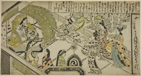 義経と浄瑠璃姫の出会い（『浄瑠璃十二帖物語』より）"