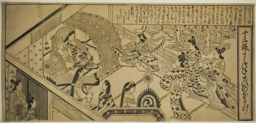 義経と浄瑠璃姫の出会い（『浄瑠璃十二段草子』より）