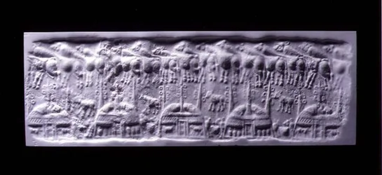 手筒印章痕、ウルク（現イラク・ウォルカ）、紀元前3300～3000年頃（石膏製