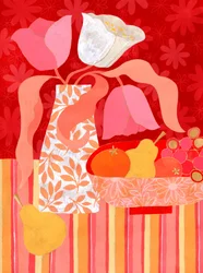 鮮やかな花の静物画