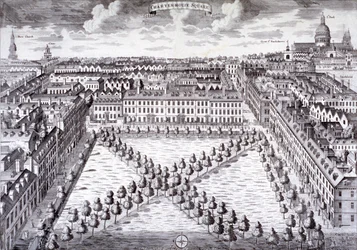 チャーターハウス スクエアの鳥瞰図、フィンズベリー、ロンドン、c1750