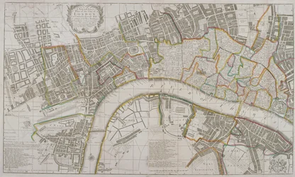 ウェストミンスター、ロンドン市、サザークおよびその周辺地域の地図、1739 年