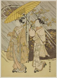 秋雨のパレードの若い男性俳優