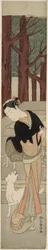 神社の美女と白犬