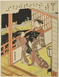風流江戸八景』より「日本堤の夕雨」 1768-69年頃（錦絵・中判