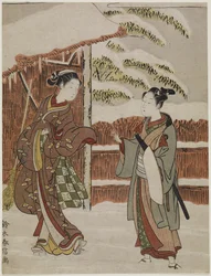 歌舞伎の女性版バージョンのPtted Treesのシーンの模倣c。 1768