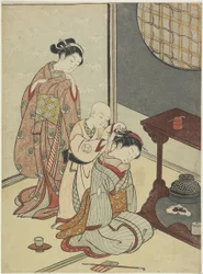ティースタンドの夜雨、1766年以降（色の木版画）