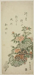 牡丹と中国のライオン