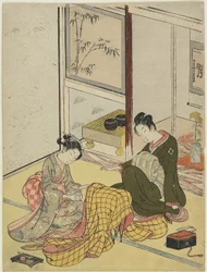 4つのエレガントな娯楽の模倣としてのローブの香り、1767年秋（色木版画）