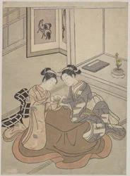 こたつが猫のゆりかごを着ている若い女性2人