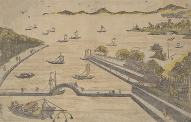 ヴィエｗ おｆ 深川、 江戸、 か。 １７６４。、 か。 １７６４。
