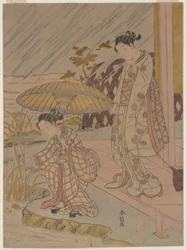 雨の中でアヤメを見る