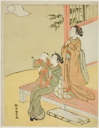 月を見る