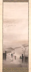 吉原と品川（シルクに墨、色、金）