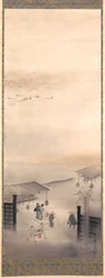 Yoshiwara e Shinagawa, Período Edo (tinta, cor e ouro sobre seda)