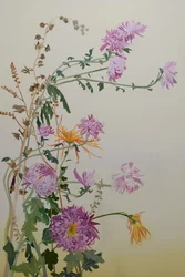 菊、2022年（リネンに油彩）