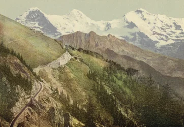 ベルナーオーバーラント: Schynige Platte、鉄道路線 (カラー写真)