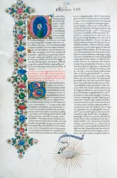 デカメロンの照らされた原稿ページ、ジョヴァンニボッカチオ作、イタリア語、c1467。