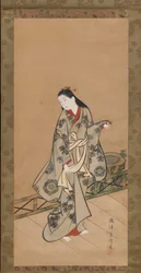 ベランダの女性, ca. 1730年。