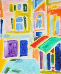 活気あふれる都市の抽象画