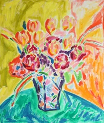 鮮やかな花の静物画