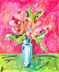 鮮やかな花の静物画