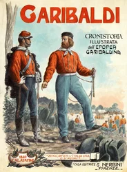 イタリア統一（リソルジメント）の英雄ジュゼッペ・ガリバルディ（1807-1882）の肖像。Garibaldi, Cronistoria illustrata dell