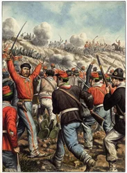 Risorgimento : 戦闘中のジュゼッペ・ガリバルディ（1807-1882）の表現 - 「Garibaldi, Cronistoria illustrata dell