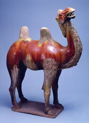 ラクダ、唐時代（多色釉陶器）