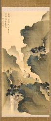 滝を眺める、掛軸
