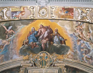 アントニオ・デンリコ（タンツィオ・ダ・ヴァラッロ）（1575-1635）のフレスコ画、イタリア、ノヴァーラのサン・ガウデンツィオ聖堂の守護者の礼拝堂