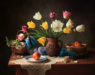 古典的なチューリップの静物画