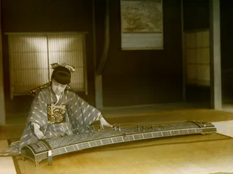 箏を演奏する日本人女性の肖像（1900-1915年頃）（写真