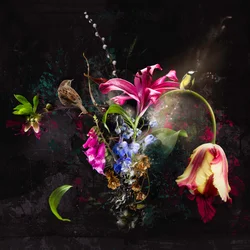 BOUQUET XXI、2018年（キャンバスにミクストメディア）