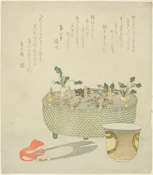 七草とハサミと湯呑み