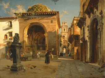 ソレントのセディル・ドミノヴァ・ロッジア」テオドロ・ドゥクレレ作 油彩・キャンバス