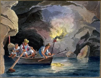 夜釣り、1830年頃（アクアティント）