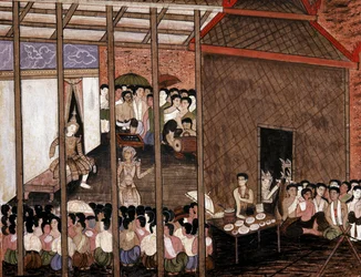 観客が演劇を観る（壁画）