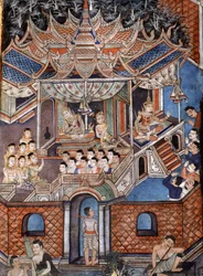 Sang Thong Tales（壁画）を描いたViharn laikamの壁画の詳細