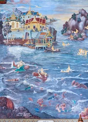 Mural depicting scenes from the Ramayana at Wat Phra Kaeo, the Royal Grand Palace, Bangkok, Thailand   1460927   ja       japanese Successfully Translated  Original: Port Mahon, Minorca with British Men-of-War at Anchor Translat: Port Mahon, Minorca with B