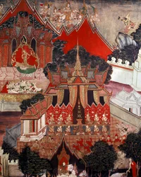 19世紀半ばの仏の生涯の風景（壁画）