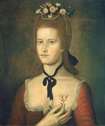 赤い服の女性の肖像 1785-1790年頃 油彩・カンヴァス