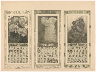 1910 年 7 月、8 月、11 月のカレンダー