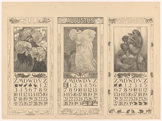 1910 年 7 月、8 月、11 月のカレンダー