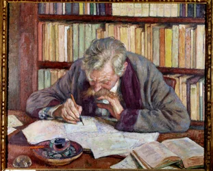 ベルギーの詩人エミール・ヴェルヘーレン（1885-1916）のオフィスでの肖像 テオドール・ヴァン・リッセルベルグ（1862-1926）の絵画 20世紀 パリ市立近代美術館