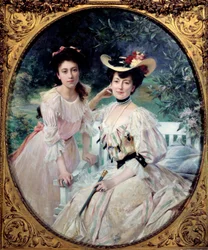 コラス夫人とその娘の肖像 テオボルト・シャルトラン（1849-1907）の絵画 1903年 日。1,63x1,3 m パリ、オルセー美術館