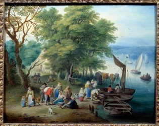 釣りの帰りに。テオバルト・ミハウ（1676〜1765）の絵画