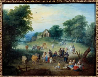 田舎の風景。テオバルト・ミハウ（1676-1765）の絵画