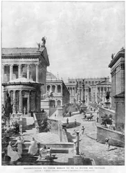古代ローマフォーラム、1914（bw engraving）